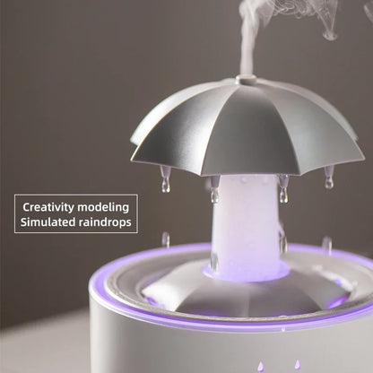 Creative Air Humidifier with Raindrop, Umbrella & Colorful LED Light – Essential Oil Diffuser for Aromatherapy and Home Decor