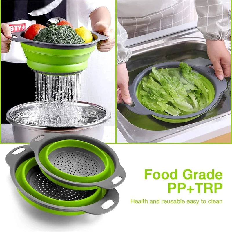 Fold & Drain: Collapsible Silicone Strainer