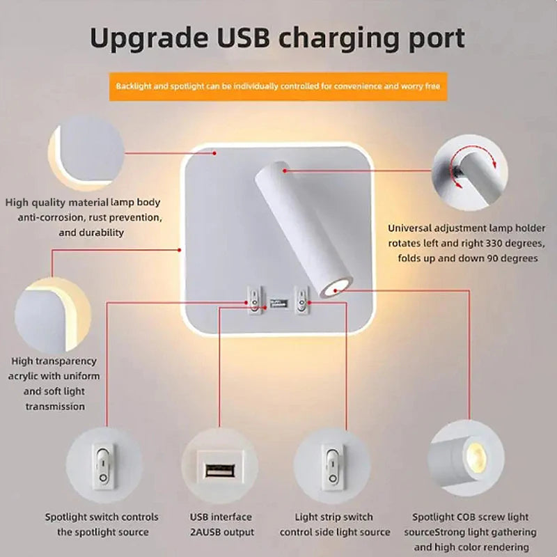 WallBeam: Lámpara de pared LED recargable con USB